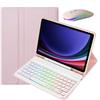 HLTOOP Custodia con Tastiera per Samsung Galaxy Tab S9 11/ Tab S9 Fe 10.9, Tastiera Retroilluminata A 7 Colori con Mouse Wireless Dual Mode,Rosa