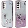 BAOJAY Compatibile per Samsung Galaxy S21 Plus Silicone Case [Glitter Bling Cover Glitter Clear View,Custodia Trasparente Antiurto regali per ragazze e signoreo-rosa