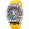 Forrader Orologio da polso da uomo, analogico, digitale, con doppio display, impermeabile, militare, multifunzione, per sport all'aria aperta, Giallo, Cinturino