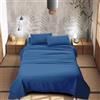 IlGruppone Completo Letto 100% Puro Cotone Set Lenzuola Tinta Unita Lenzuolo Sotto Sopra e Federe Copri Cuscini Biancheria Da Letto - Blu Royal - Una piazza e mezza