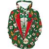 Kobilee Felpa Natale Uomo Babbo Taglie Forti Maglione Natalizio Ugly Christmas Sweater con Cappuccio Maglioni Natalizi Invernale Divertenti Maglia Natale Stampa 3D Cotone Felpa Natale Hoodie