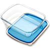 NUTRIUPS Teglia rettangolare per lasagne in vetro da 3 l, con coperchio in plastica senza BPA, 23 x 29 cm, grande e profonda, per forno