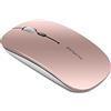 Uiosmuph Q5 Mouse Wireless Ricaricabile, Senza Fili Silenzioso 2,4G 1600DPI Mouse Portatile da Viaggio Ottico con Ricevitore USB per Windows 10/8/7/XP/Vista/PC/Mac (Oro Rosa)