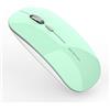 Uiosmuph Q5 Mouse Wireless Ricaricabile,Senza Fili Silenzioso 2,4G 1600DPI Mouse Portatile da Viaggio Ottico con Ricevitore USB per Windows 10/8/7/XP/Vista/PC/Mac(Mint Green)