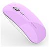 Uiosmuph Q5 Mouse Wireless Ricaricabile,Senza Fili Silenzioso 2,4G 1600DPI Mouse Portatile da Viaggio Ottico con Ricevitore USB per Windows 10/8/7/XP/Vista/PC/Mac(Purple)