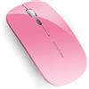 Uiosmuph Q5 Mouse Wireless Ricaricabile, Senza Fili Silenzioso 2,4G 1600DPI Mouse Portatile da Viaggio Ottico con Ricevitore USB per Windows 10/8/7/XP/Vista/PC/Mac (Rosa)