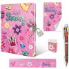 GINMLYDA Set di Diario Segreto Bambina, Rosa Principessa Diario Segreto con Lucchetto Penna con 6 Colori Diversi Mini Bloc Notes Righello & Temperamatite, Bambini Kit Quaderni Ragazza Regalo Bambina 6-10 Anni
