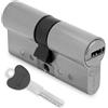 Amig - Cilindro di sicurezza - Serratura per porte - Antigrimaldello e Antibumping - Cilindro Antiestrazione e Antirottura - Include 5 chiavi - Argento opaco - Misure: 80 (30-50) mm