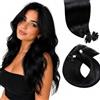 LaaVoo Extension Capelli Veri Cheratina Nero Jet 40cm 40g 50 Ciocche, Nail Tip pre bonded, Leggeri e Morbidi, Capelli Remy Umani, per Ufficio e Quotidiano #1