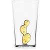 Ichendorf Milano Bicchiere Longdrink Cactus Giallo | Collezione Desert Plants | 35 cl | Vetro Borosilicato | Fatto a Mano