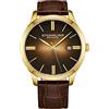 Stuhrling Original Men's Quartz Watch with Brown Dial Analogue Display and Brown Leather Strap 490. 3335K31