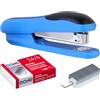 Dohe - Cucitrice con 1000 graffette da 24/6 - Dimensioni 4x6x15cm, Capacità 20 fogli, Supporta 150 punti - Forniture per ufficio - Blu