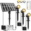 MEIKEE Faretti Solari Esterno, 3 in 1 Faretto Solare LED da Esterno Impermeabili IP66,5000mAh Luci Solari Giardino Telecomando 2500K-6500K Dimmerabile 3 Luminosità 3 Modalità per Patio Prato Alberi