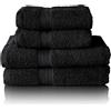 Glart - Set di asciugamani premium in spugna, disponibili in 6 colori e 5 dimensioni, composto da 2 teli doccia da 70x140 cm, e 2 asciugamani da 50x100 cm, nero