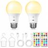 BOBOPAI Lampadina Ricaricabile USB C con Telecomando, Lampadina Intelligente E27 RGB, 9+3 Temperature di Colore, Lampadine LED Dimmerabili Controllo Touch con Funzione di Timing, 2600mAh, 8W, A19, confezione