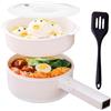 Tuehakny Vaporiera elettrica da 1,5 l, ceramica antiaderente, pentola portatile da viaggio per ramen/spaghetti/zuppa, pentola da cucina multifunzionale, protezione contro il surriscaldamento, bianco