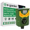 e-Garden® Repellente per Gatti a Ultrasuoni - Repellente per Gatti da Esterno con Rilevatore di Movimento e Lampada a Led - Dissuasore per Gatti, Cani, Conigli e Volpi