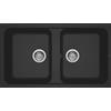 ELLECI Lavello Cucina 2 Vasche da Incasso Larghezza 86 Cm materiale Granitek Serie Life 450 colore Nero 40 - LG245040