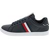 Tommy Hilfiger Sneakers con Suola Preformata Uomo Corporate Leather Cup Stripes Scarpe, Blu (Desert Sky), 40 EU