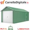 Box in Acciaio Zincato Casetta da Giardino in Lamiera Box Auto 4.38 x 8.76 m x h 3.31 m - 692 KG - 38.37 metri quadri - VERDE