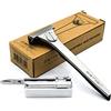Parker Safety Razor Rasoio di sicurezza regolabile Parker Injector - Rasoio di sicurezza regolabile a bordo singolo - 20 lamette Parker Injector incluse - Personalizza la tua rasatura con una rotazione della manopola
