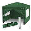 VOUNOT® Gazebo 3x3m Pieghevole con 4 Parti Laterali, Gazebo da Giardino Tenda Padiglione Pop up con 4 Sacchi di Sabbia di Peso e Sacca di Trasporto, Colore Verde