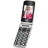 Trevi FLEX PLUS 55 Telefono per Anziani Tasti Grandi, Grande Display LCD 2.4, Cellulare per Anziani con Funzione SOS, Base di Ricarica, 8 Numeri Memorizzabili, Wireless, Fotocamera, Radio FM, Grigio