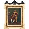 Quadro Antico Ritratto di Raja Indiano Olio su Carta XX Secolo