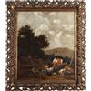 Quadro Antico Dipinto con Paesaggio Olio su Tela XVII-XVIII Secolo