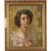 Quadro Antico Dipinto con Volto Femminile Pastelli su Cartoncino '800