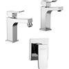 Jacuzzi Set miscelatori lavabo + bidet + incasso doccia Jacuzzi | rubinetteria Tank ottone cromato per piletta clic clac