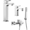 Jacuzzi Miscelatore lavabo alto + bidet + gruppo vasca Jacuzzi | rubinetteria Tank ottone cromato per piletta click clack