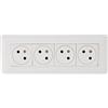 LEGRAND - Presa quadrupla da parete precablata con terra mosaico superficie link a 45° - Presa 2P+T + Telaio sporgente + Piastra di finitura - Made in France - Bianco