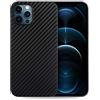 doupi UltraSlim Custodia per iPhone 12 PRO Max (6,7 Pollici), Carbon Fiber Look Fibra di Carbonio ottiche Piuma Facile Cover Hardcase, Nero