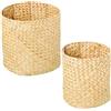 DRW Set di 2 cestini rotondi di erba di mare in naturale 27x28x28 cm