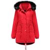 AMCYT Giacca Invernale da Donna Parka Invernale Cappotto Invernale in Pelliccia Sintetica Giacca Calda da Donna con Cappuccio (Rot,XL)