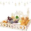 Jognee Atuoxing Ramadan, piatto Eid Mubarak, vassoio in legno, vassoio da dessert, piatto in legno con motivo luna e stella, decorazione Ramazan, per caramelle, torte, biscotti, decorazione da tavolo