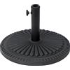 Outsunny Base per Ombrellone Rotonda in Plastica con Decorazione, Basamento da 15kg con Supporto per Pali da Ф35-38-48mm, Nero