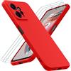 IMHAN Cover per Xiaomi Redmi Note 12 4G, con 3 Pezzi Pellicola Protettiva in Vetro Temperato, Anti-Impronte Custodia con Paraurti in Silicone Liquida Morbido Case, Rosso