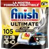 Finish Ultimate PLUS Infinity Shine Pastiglie Lavastoviglie al Limone, 105 Capsule con Scudo Protettivo contro lo Sporco e i Residui Incrostati