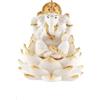 DRW Figura Ganesha su Fiore Bianco e Oro Resina Dipinta a Mano 8 cm