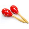 BUSHWACKA Maracas adulte. 1 paio, rosso fatto di legno, Maraca spagnola Rosso Colore di Pois, Colori tradizionali spagnoli, Agitatori Rumba Traccante Percussione a Mano, Strumento musicale Maraca