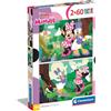 Clementoni- Disney Minnie Supercolor Minnie-2x60 (Include 2 60 Pezzi) Bambini 4 Anni, Puzzle Cartoni Animati, Made in Italy, Multicolore, 24815