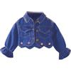 L SERVER Giacca di jeans per bambini ragazze a vita alta giacca corta elegante giacca di mezza stagione cappotto classico per la primavera e l'autunno, Blu scuro, 104 cm-110 cm