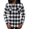 HuanHaoYu Camicia da uomo a scacchi con maniche lunghe rimovibile unica camicia con cappuccio Cappelli camicia casual sottile bianco 3XL