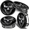 SkinoEu 4 x 75mm Coprimozzo Copricerchi Tappi Ruota Cerchi Lega Ricambio Compatibili per Mercedes Benz B66470207 / B66470200 Nero Argento Teschio CM 48