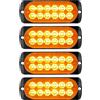 RIGIDON 4 x Ultra Thin 12 LED Lampada di Emergenza Strobo Ambra 12V 24V | Hazard Lampeggiante Luce, Stroboscopica Luce per Auto, Camion, Trattori, Rimorchi, Elevatori 4x4 Veicolo, Senza interruttore