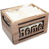 Russo Tessuti Set Cestino Random Legno Lavette 4 Asciugamani Spugna Ospiti Love Home Shabby -Beige