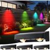BrizLabs Luci Solari Giardino, 4 Pezzi Lampada da Parete Solare Esterno LED Luce Faretto 11 Modalità Impermeabile Applique Solare da Esterni per Cortile, Bianco Caldo/Bianco Freddo/Cambia Colore RGB