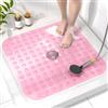 HITSLAM Tappetino Doccia Antiscivolo, 53x53cm Tappetino Vasca Antiscivolo con Ventose, Lavabile in Lavatrice Tappetino Bagno senza BPA, Morbido sui Piedi, Rosa